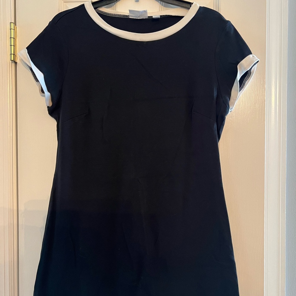 New York & Company Blue Fitted Cuffed Sleeve Dress